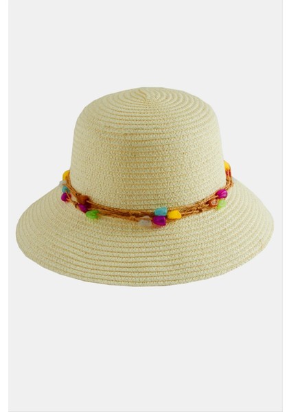 Depomix Renkli Doğaltaşlı Hasır Şapka-Bej fiyatları