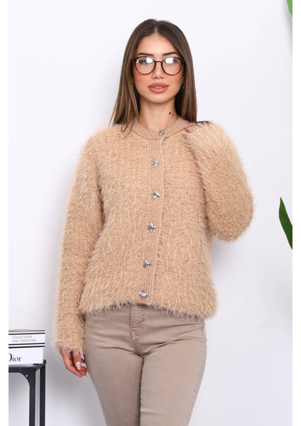 Vizon Düğmeli Simli Angora Yumoş Triko Hırka modelleri