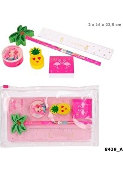 Tropikal Kırtasiye Seti Renkli Kalemler ve Silgi ile 22 x 13 cm Boyutunda fırsatları