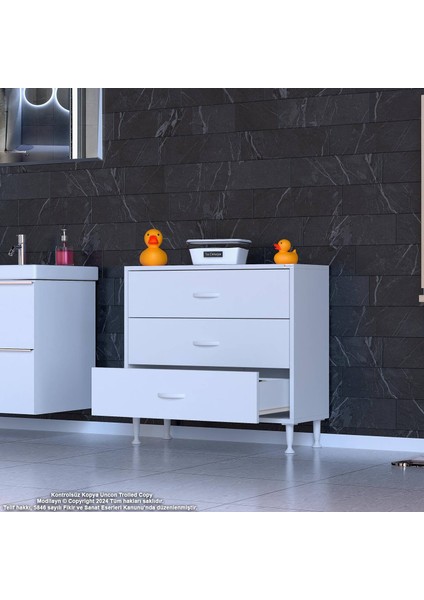 Efil 3'lü Çekmece Banyo Dolabı Çok Amaçlı Çekmecelerle Daha Düzenli 75X75X32,5 cm modelleri