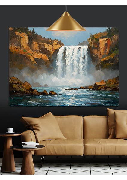 Gürül Gürül Akan Şelale Manzarası Dekoratif Kanvas - Mdf Ahşap Tablo modelleri