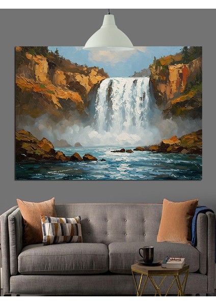 Gürül Gürül Akan Şelale Manzarası Dekoratif Kanvas - Mdf Ahşap Tablo indirimleri