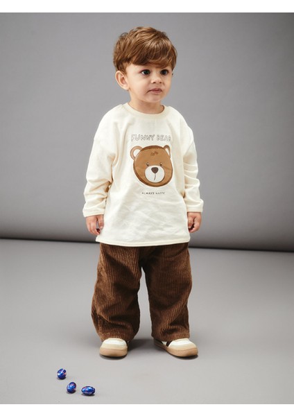 Yeni Sezon Bisiklet Yaka Erkek Bebek Sweatshirt ve Pantolon 2'li