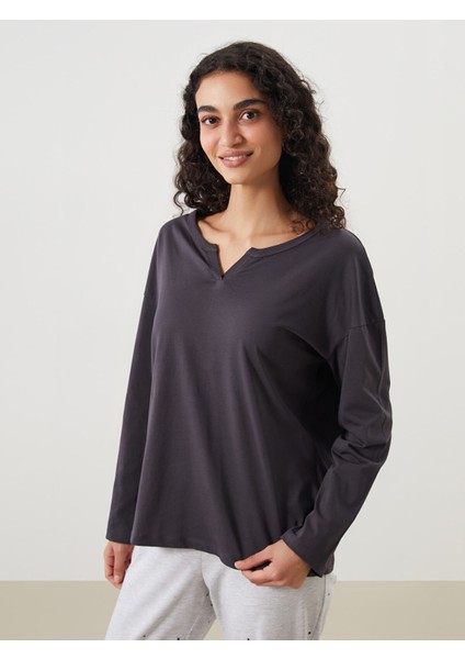 Yeni Sezon Kaçık Yaka Kadın Pijama Üstü