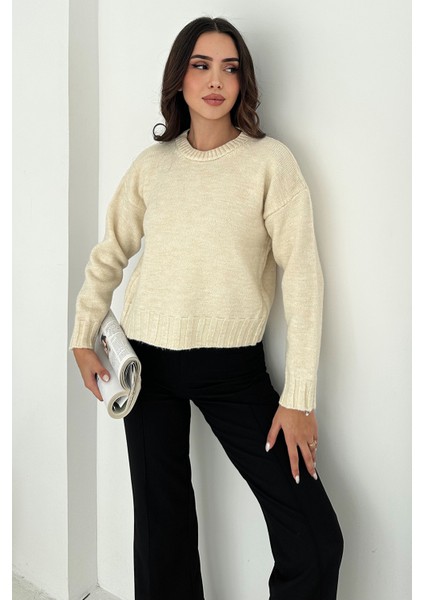 Kadın Örgü Kalın Triko Kazak – Yumuşak & Günlük Stil