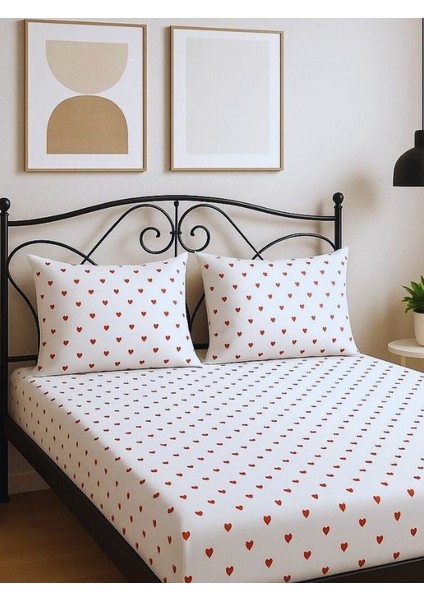 Amour Kalp Desenli %100 Pamuk Tek Kişilik Çarşaf Takımı - Tek Kişilik Pike Hediye fiyatları