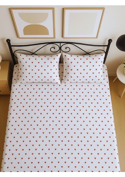 Amour Kalp Desenli %100 Pamuk Tek Kişilik Çarşaf Takımı - Tek Kişilik Pike Hediye modelleri
