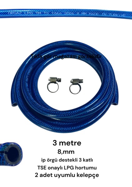 8mm Tüp Gaz Hortumu Kamp Ocak Ev Ocak Üç Katlı Gaz Hortum 3 Metre 2 Kelepçe fiyatları