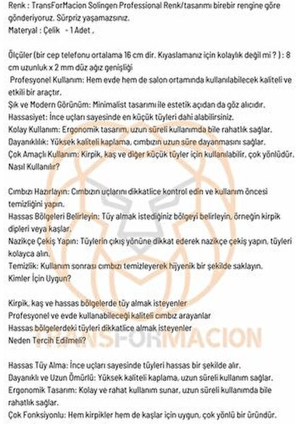 Profesyonel Cımbız 2 mm İnce Uçlu Çelik 1 Adet Kirpik ve Kaş İçin