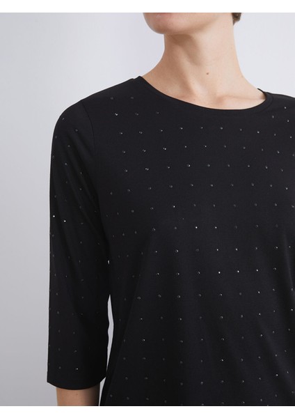 Yeni Sezon Bisiklet Yaka Taşlı Bluz fırsatları