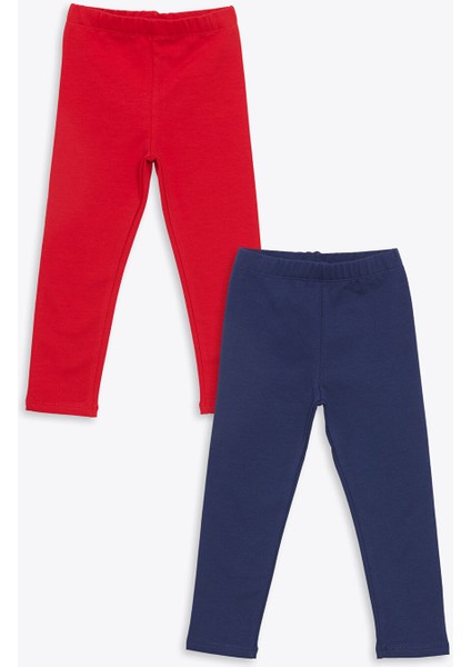 Yeni Sezon Beli Lastikli Basic Kız Çocuk Tayt 2'li