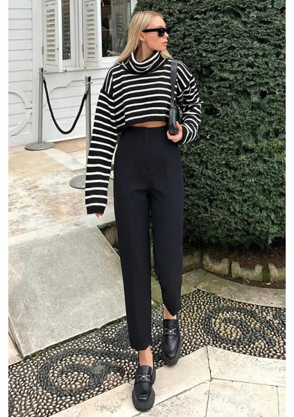 Kadın Yüksek Bel Pensli Zra Pantolon – Beyaz / Krem / Bej / Lacivert / Siyah | 36-46 Beden | Business & Ofis Kombin