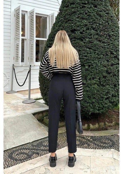 Kadın Yüksek Bel Pensli Zra Pantolon – Beyaz / Krem / Bej / Lacivert / Siyah | 36-46 Beden | Business & Ofis Kombin fiyatları