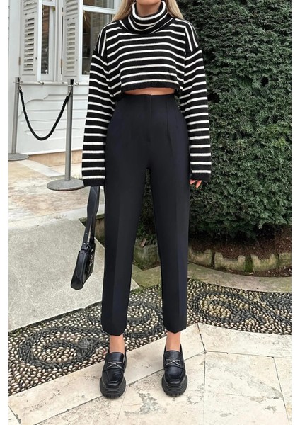 Kadın Yüksek Bel Pensli Zra Pantolon – Beyaz / Krem / Bej / Lacivert / Siyah | 36-46 Beden | Business & Ofis Kombin modelleri