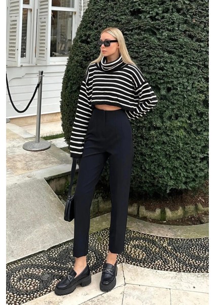 Kadın Yüksek Bel Pensli Zra Pantolon – Beyaz / Krem / Bej / Lacivert / Siyah | 36-46 Beden | Business & Ofis Kombin fırsatları