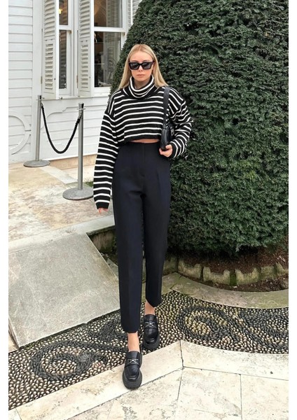 Kadın Yüksek Bel Pensli Zra Pantolon – Beyaz / Krem / Bej / Lacivert / Siyah | 36-46 Beden | Business & Ofis Kombin indirimleri