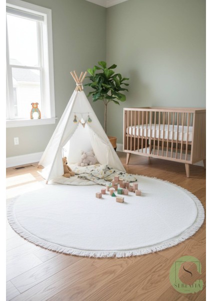 Post/peluş Yıkanabilir Kaymaz Taban Yumşacık Beyaz Oval Saçaklı Modern ve Şık Salon Oturma Odası Mutfak Çocuk Odası Koridor Antre Halısı modelleri