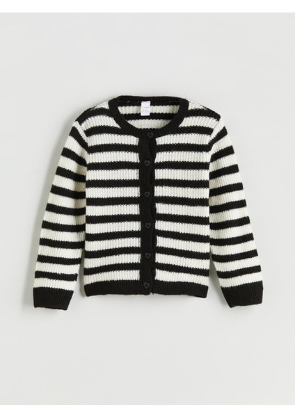 Yeni Sezon Bisiklet Yaka Çizgili Kız Çocuk Triko Kazak