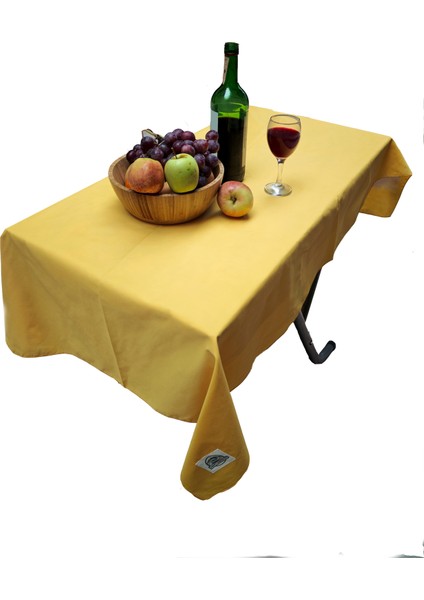 Sarı Sade Happy Pamuklu Dokuma Çevre Dostu Kamp Karavan Masa Örtüsü 120 cm fiyatları