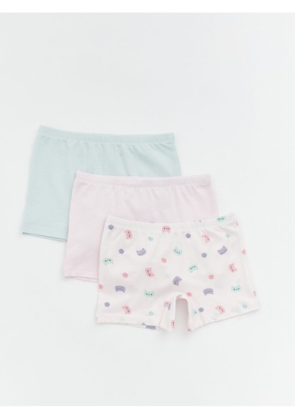 Yeni Sezon Beli Lastikli Baskılı Kız Bebek Boxer 3'lü