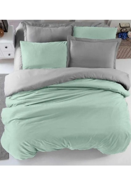 Çift Kişilik Lastikli Çarşaflı Nevresim Takımı Pamuklu Four Season Mint Gri fiyatları