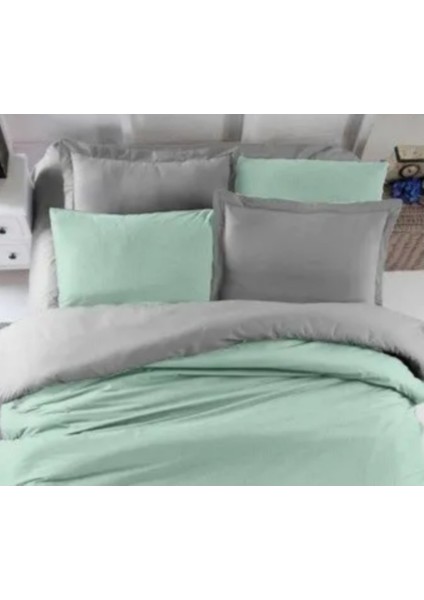 Çift Kişilik Lastikli Çarşaflı Nevresim Takımı Pamuklu Four Season Mint Gri modelleri