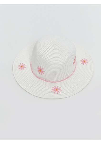 Yeni Sezon Çiçek Nakışlı Kız Çocuk Hasır Şapka fiyatları