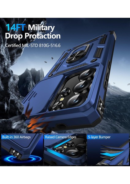 Samsung Galaxy S24 Ultra Uyumlu Ekran Koruyucu Kılıf Sürgülü Yüzüklü Standlı Darbe Emici Tank Kapak fırsatları