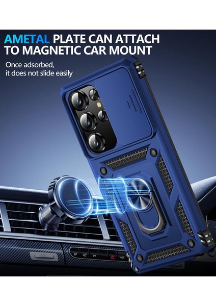 Samsung Galaxy S24 Ultra Uyumlu Ekran Koruyucu Kılıf Sürgülü Yüzüklü Standlı Darbe Emici Tank Kapak indirimleri