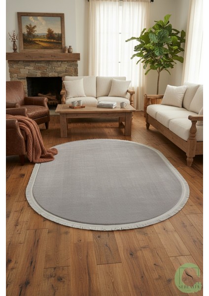 Post/peluş Yıkanabilir Kaymaz Taban Yumşacık Gri Oval Saçaklı Modern ve Şık Salon Oturma Odası Mutfak Çocuk Odası Koridor Antre Halısı fiyatları