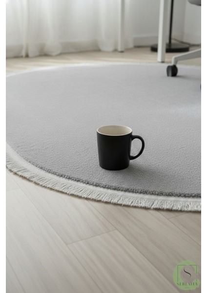 Post/peluş Yıkanabilir Kaymaz Taban Yumşacık Gri Oval Saçaklı Modern ve Şık Salon Oturma Odası Mutfak Çocuk Odası Koridor Antre Halısı modelleri