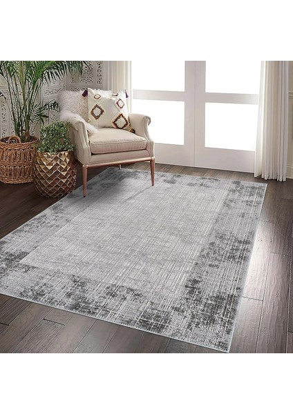 Badal Çerçeveli Gri Polyester ve Pamuklu Yıkanabilir Kaydırmaz Taban Dijital Baskı Halı fiyatları