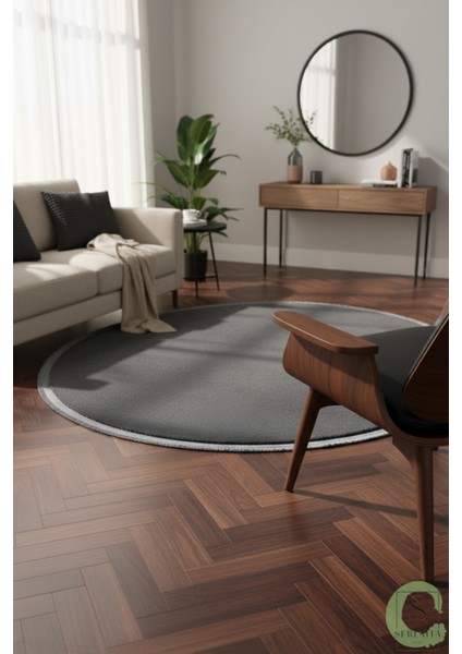 Post/peluş Yıkanabilir Kaymaz Taban Yumşacık Antrasit Saçaklı Modern ve Şık Salon Oturma Odası Mutfak Çocuk Odası Koridor Antre Halısı