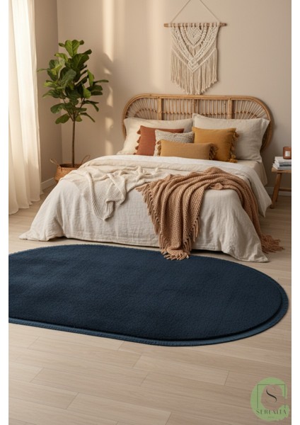 Post/peluş Yıkanabilir Kaymaz Taban Yumşacık Mavi Saçaklı Modern ve Şık Salon Oturma Odası Mutfak Çocuk Odası Koridor Antre Halısı fırsatları