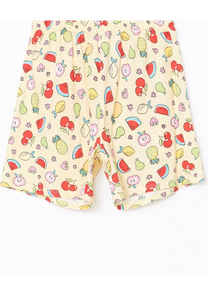 Yeni Sezon Beli Lastikli Baskılı Kız Çocuk Pijama Şort
