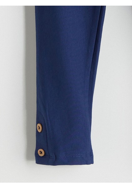 Yeni Sezon Paçası Düğme Detaylı Kız Çocuk Tayt modelleri