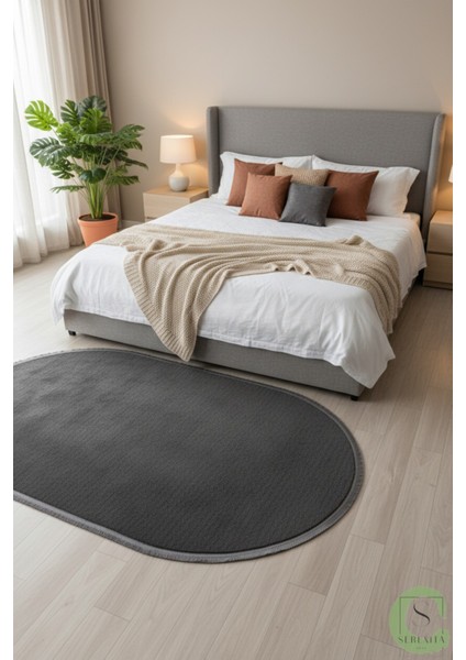 Post/peluş Yıkanabilir Kaymaz Taban Yumşacık Antrasit Saçaklı Modern ve Şık Salon Oturma Odası Mutfak Çocuk Odası Koridor Antre Halısı