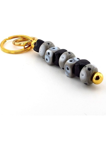 Gri Siyah Orjinal Murano Cam Nazar Boncuklu Çanta Süsü Charm Anahtarlık KY049 modelleri