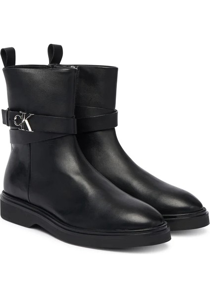 Metal Logolu Bilek Boy Kadın Siyah Bot HW0HW02663-BEH fırsatları