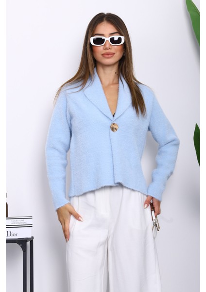 Bebe Mavi Tek Düğmeli Angora Yumoş Hırka fiyatları