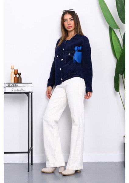 Lacivert Angora Yumoş Triko Hırka fiyatları