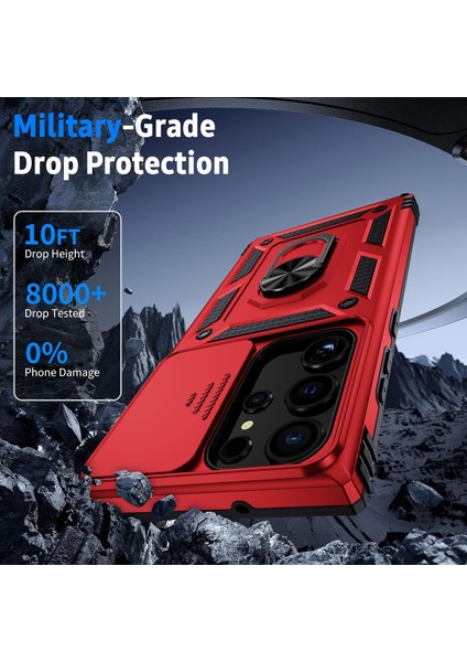 Samsung Galaxy S24 Ultra Uyumlu Ekran Koruyucu Kılıf Sürgülü Yüzüklü Standlı Darbe Emici Tank Kapak fırsatları