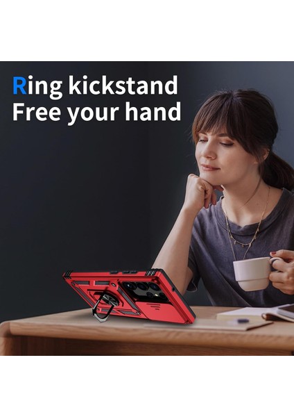 Samsung Galaxy S24 Ultra Uyumlu Ekran Koruyucu Kılıf Sürgülü Yüzüklü Standlı Darbe Emici Tank Kapak indirimleri