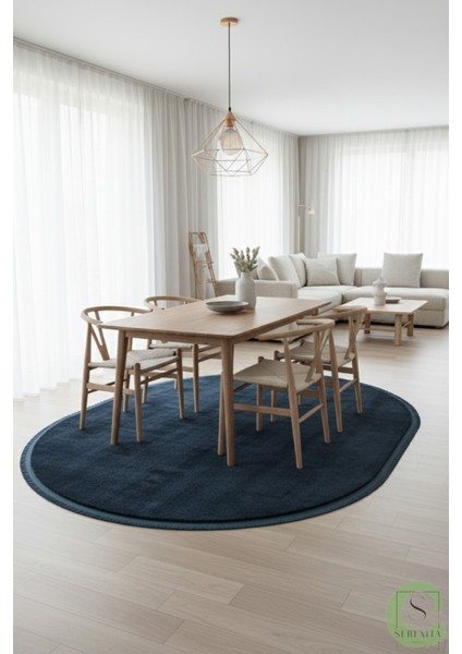 Post/peluş Yıkanabilir Kaymaz Taban Yumşacık Mavi Saçaklı Modern ve Şık Salon Oturma Odası Mutfak Çocuk Odası Koridor Antre Halısı