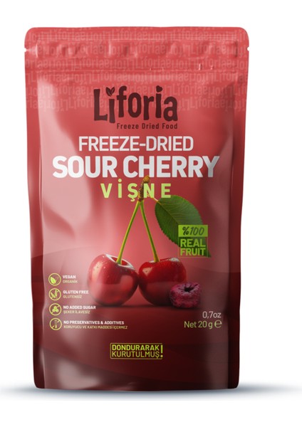 Freeze Dried Tane Vişne- Dondurularak Kurutulmuş Meyve-Freeze Dry Kuru MEYVE 20GR