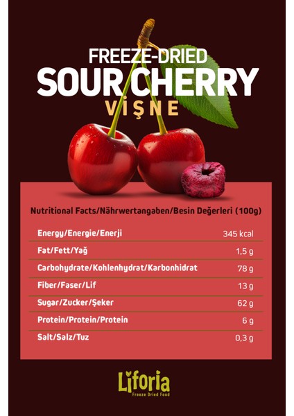 Freeze Dried Tane Vişne- Dondurularak Kurutulmuş Meyve-Freeze Dry Kuru MEYVE 20GR indirimleri