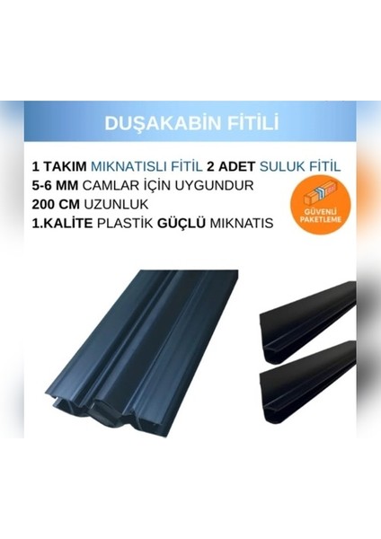 Siyah Duşakabin Mıknatıs Takımı ve 2 Adet Suluk Fitili 200 cm