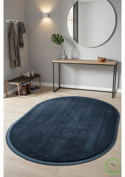 Post/peluş Yıkanabilir Kaymaz Taban Yumşacık Mavi Saçaklı Modern ve Şık Salon Oturma Odası Mutfak Çocuk Odası Koridor Antre Halısı