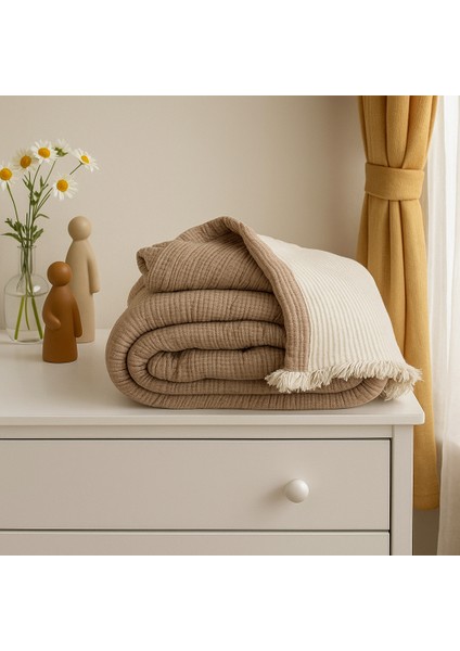 Müslin %100 Pamuk 6 Katlı Kahverengi Yorgan Çift Kişilik 240X230 Cm. modelleri