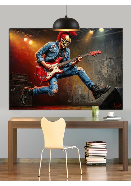Gitar Çalan Rock Müzisyeni Dekoratif Kanvas - Mdf Ahşap Tablo fiyatları